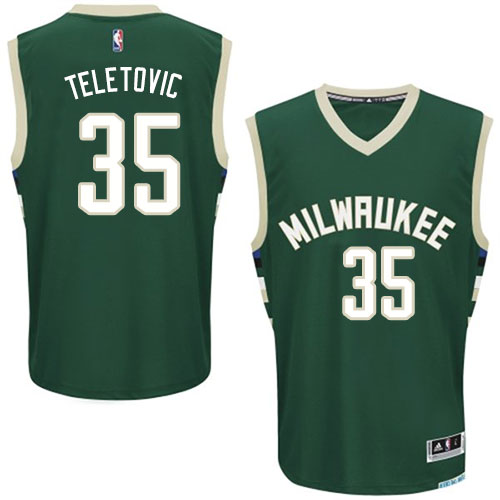 Mens Adidas Milwaukee Bucks 35 Mirza Teletovic Authentic Green Road NBA Jersey